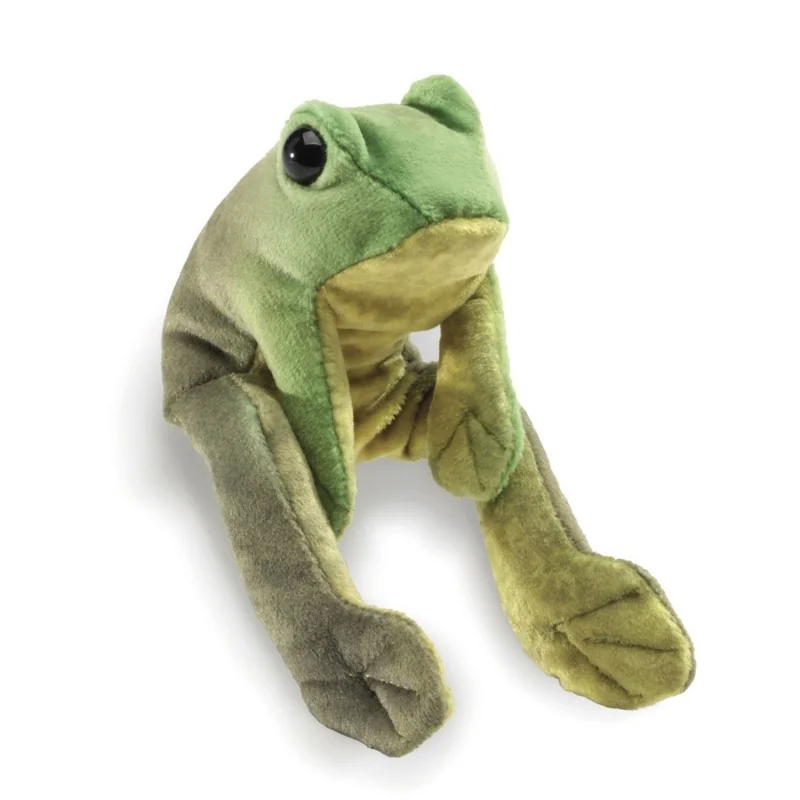 Peluche marionnette à doigt Mini grenouille assise signée Folkmanis Peluche marionnette à doigt Mini grenouille assise signée Folkmanis