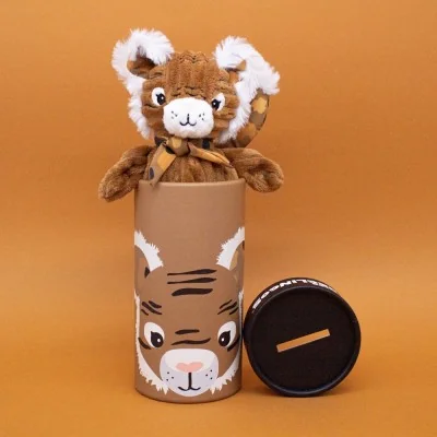 Peluche en boîte Petit Simply Speculos le tigre de la marque Les Deglingos Peluche en boîte Petit Simply Speculos le tigre de la marque Les Deglingos