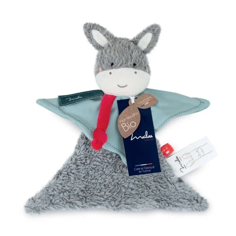 Doudou Ane en coton biologique - 22 CM signé Mailou Tradition