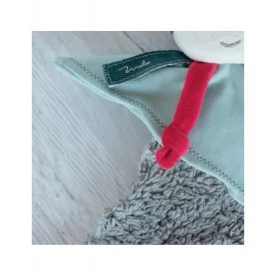 Gros plan sur Doudou Ane en coton biologique - 22 CM signé Mailou Tradition