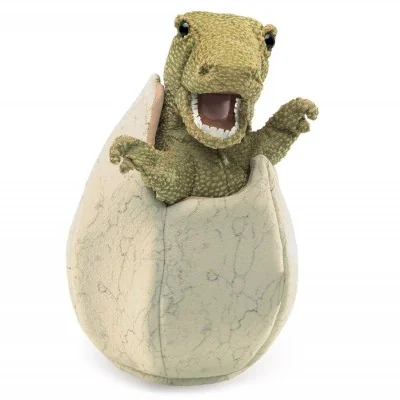Marionnette à main Bébé dinosaure dans son oeuf signée Folkmanis