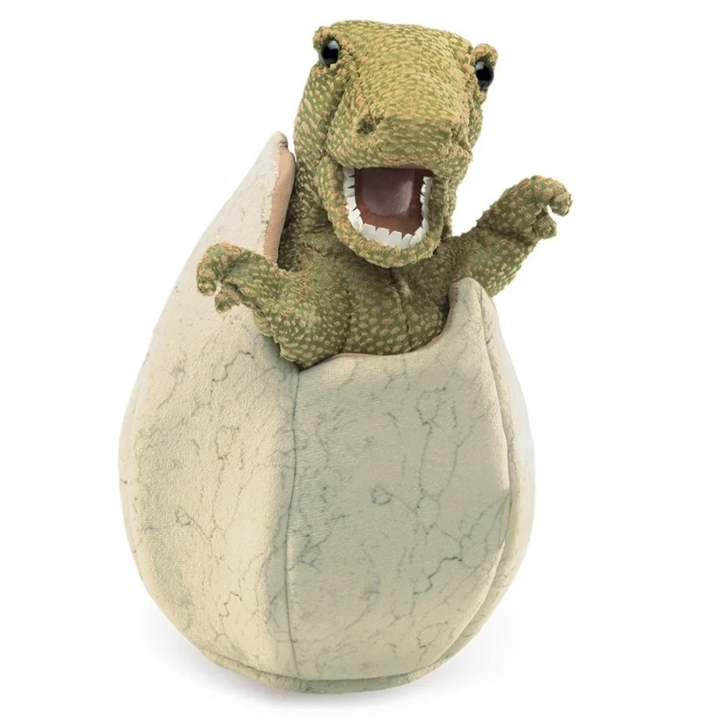 Marionnette à main Bébé dinosaure dans son oeuf signée Folkmanis