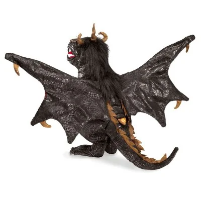 Marionnette à main Dragon noir signée Folkmanis vue de dos