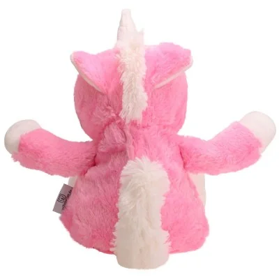 Peluche bouillotte licorne rose signée welliebellies®, vue de dos Peluche bouillotte licorne rose signée welliebellies®, vue de dos