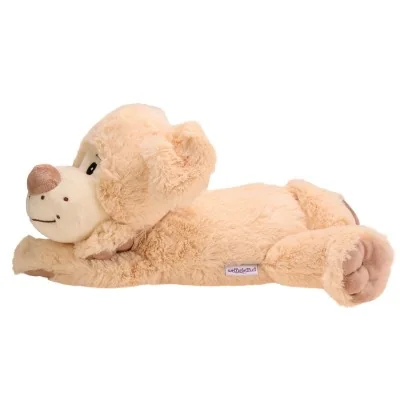 Peluche bouillotte chien signée welliebellies, vue de profil Peluche bouillotte chien signée welliebellies, vue de profil