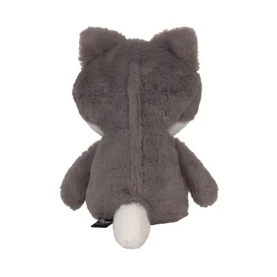 Peluche bruit blanc Renard Robin gris doux signée Flow Amsterdam, vue de dos Peluche bruit blanc Renard Robin gris doux signée Flow Amsterdam, vue de dos