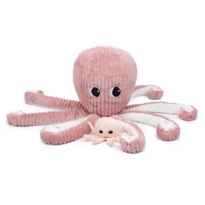Peluche Ptipotos pieuvre maman bébé rose signée Les Déglingos