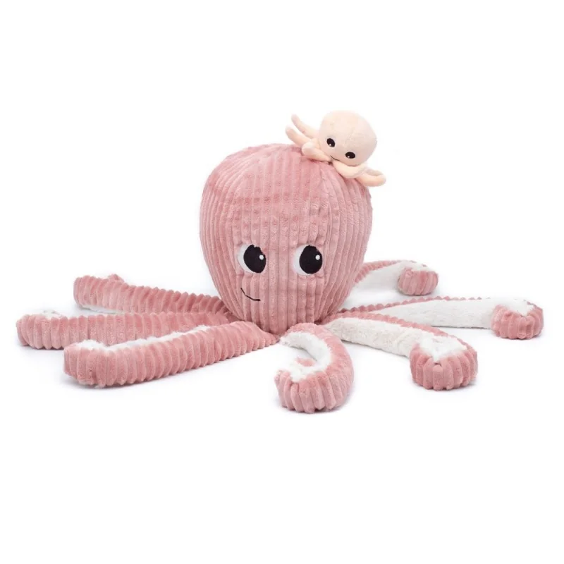 Peluche Ptipotos pieuvre maman bébé rose signée Les Déglingos