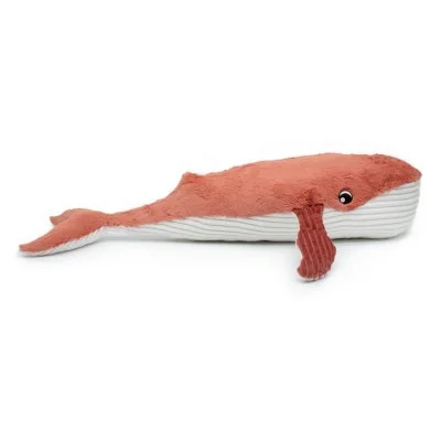 Peluche Ptipotos baleine géante et son bébé terracotta signée Le Déglingos, vue de profil Peluche Ptipotos baleine géante et son bébé terracotta signée Le Déglingos, vue de profil