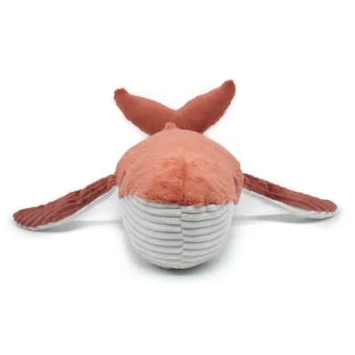 Peluche Ptipotos baleine géante et son bébé terracotta signée Le Déglingos, vue de face Peluche Ptipotos baleine géante et son bébé terracotta signée Le Déglingos, vue de face