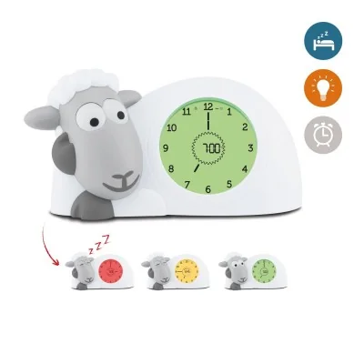 Accompagnateur de sommeil avec Réveil et Veilleuse Sam l'Agneau gris de la marque Zazu Accompagnateur de sommeil avec Réveil et Veilleuse Sam l'Agneau gris de la marque Zazu