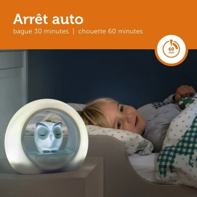 Veilleuse Lou le hibou gris de la marque Zazu avec arrêt automatique Veilleuse Lou le hibou gris de la marque Zazu avec arrêt automatique
