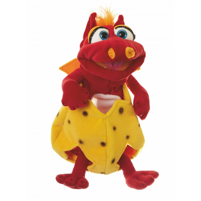 Marionnette à main Le petit dragon Ottilie dans son oeuf signée Living Puppets Marionnette à main Le petit dragon Ottilie dans son oeuf signée Living Puppets
