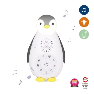 Veilleuse musicale nomade grise Zoë le pingouin de la marque Zazu Kids