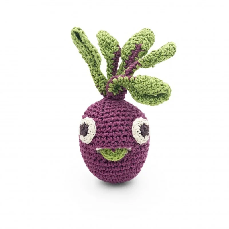 Betty la Mini Betterave - hochet pour bébé en coton bio signé MyuM Betty la Mini Betterave - hochet pour bébé en coton bio signé MyuM