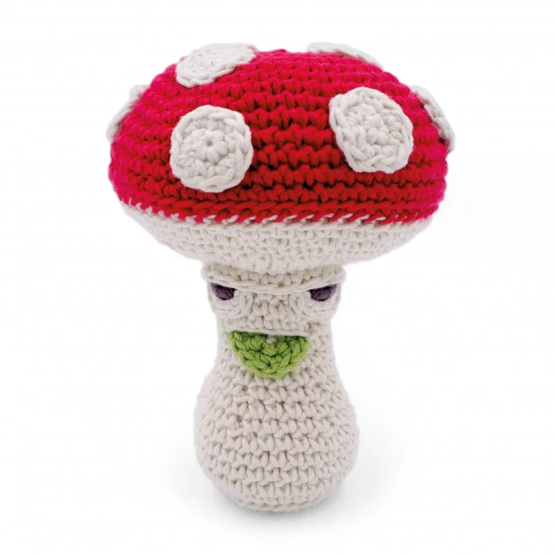 Meredith l'Amanite - hochet pour bébé en coton bio de la collection Veggy Toys de la marque MyuM Meredith l'Amanite - hochet pour bébé en coton bio de la collection Veggy Toys de la marque MyuM
