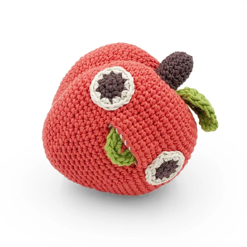 Mila la Pêche - hochet pour bébé en coton bio de la collection Veggy Toys de la marque MyuM