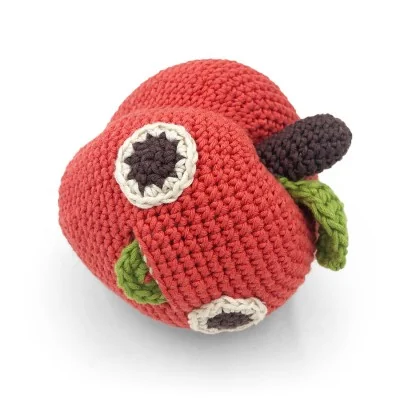 Mila la Pêche - hochet pour bébé en coton bio de la collection Veggy Toys de la marque MyuM