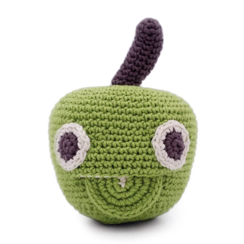 Newton la Pomme - hochet en coton bio de la collection Veggy Toys de la marque MyuM Newton la Pomme - hochet en coton bio de la collection Veggy Toys de la marque MyuM