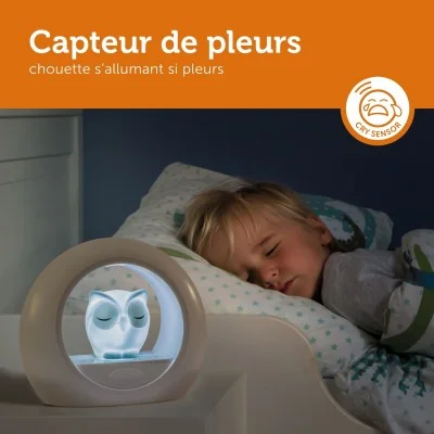 Veilleuse Lou le hibou bleu de la marque Zazu avec capteur de pleurs Veilleuse Lou le hibou bleu de la marque Zazu avec capteur de pleurs