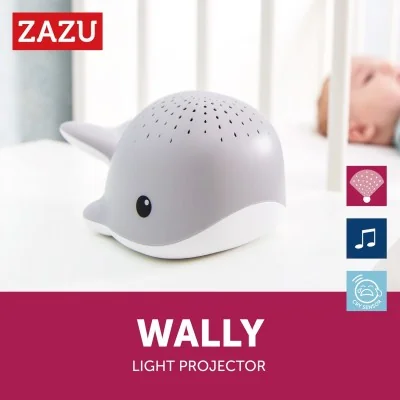 Veilleuse projecteur Wally la baleine gris de la marque Zazu