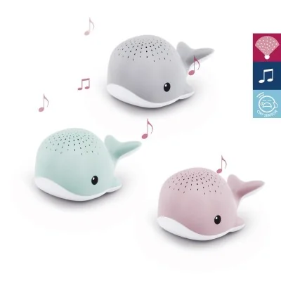 Veilleuse projecteur Wally la baleine gris de la marque Zazu en différentes couleurs