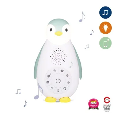 Veilleuse musicale nomade bleue Zoë le pingouin signée Zazu