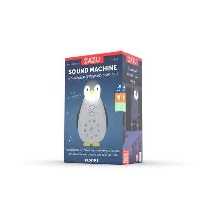 Veilleuse musicale nomade bleue Zoë le pingouin signée Zazu dans son carton Veilleuse musicale nomade bleue Zoë le pingouin signée Zazu dans son carton