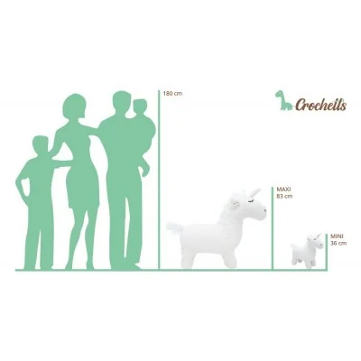 Comparaison de la taille des différents modèles de Peluche licorne en crochet