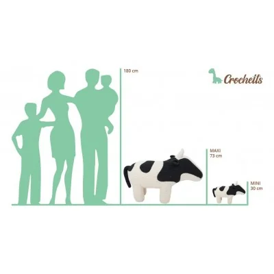 Comparaison des modèles de Peluche vache en crochet MINI et MAXI signée Crochetts