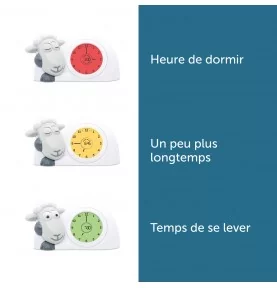 Différentes couleurs de lumière du Réveil Veilleuse Sam l'Agneau camel signé Zazu Kids