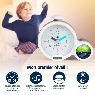 Mon 1er réveil Kid'Sleep Clock - Gris signé Pabobo avec de nombreuses fonctions Mon 1er réveil Kid'Sleep Clock - Gris signé Pabobo avec de nombreuses fonctions