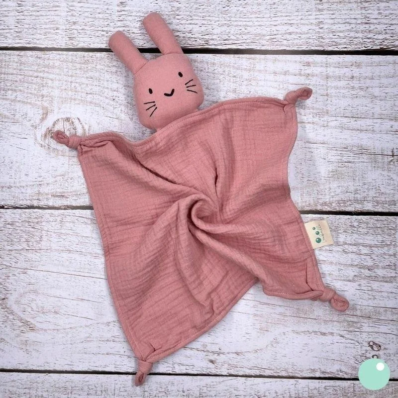 Doudou Lapin Vieux Rose "Marceau" signé Leobulle