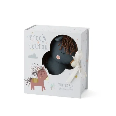 Peluche Cheval dans boîte cadeau signée Picca Loulou, dans sa boîte cadeau