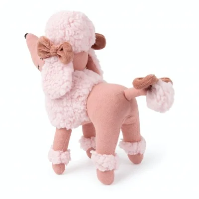 Peluche caniche rose Patricia signée Picca Loulou, vue de dos Peluche caniche rose Patricia signée Picca Loulou, vue de dos