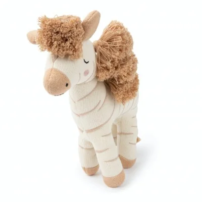 Peluche zèbre Ziggy naturel en coton bio signée Picca Loulou, vue de face