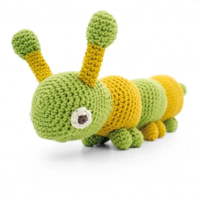 Jouet Apaisant Chiara la chenille verte 100% coton bio de la marque MyuM