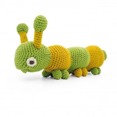 Jouet Apaisant Chiara la chenille verte 100% coton bio de la marque MyuM