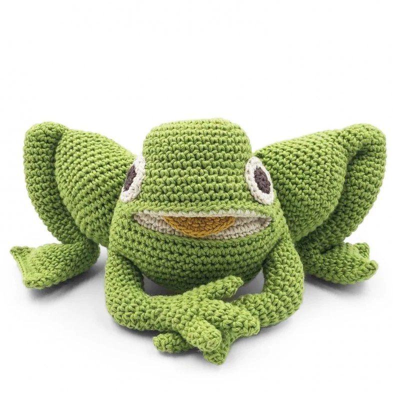 Hochet Fripouille la grenouille 100% coton bio de la marque MyuM Hochet Fripouille la grenouille 100% coton bio de la marque MyuM