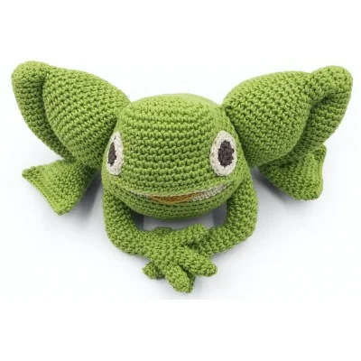 Hochet Fripouille la grenouille 100% coton bio de la marque MyuM Hochet Fripouille la grenouille 100% coton bio de la marque MyuM