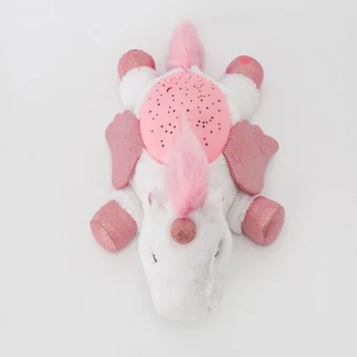 Veilleuse peluche à projection lumineuse Twilight Buddies Licorne signée Cloud b, vue de dessus Veilleuse peluche à projection lumineuse Twilight Buddies Licorne signée Cloud b, vue de dessus