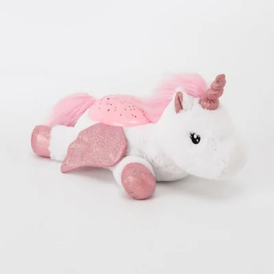 Veilleuse peluche à projection lumineuse Twilight Buddies Licorne signée Cloud b, vue de profil Veilleuse peluche à projection lumineuse Twilight Buddies Licorne signée Cloud b, vue de profil