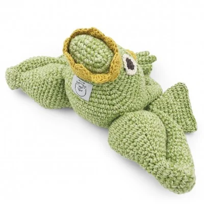 Boite à Musique Richard le Roi Grenouille 100% coton bio signée MyuM, vue de dos Boite à Musique Richard le Roi Grenouille 100% coton bio signée MyuM, vue de dos