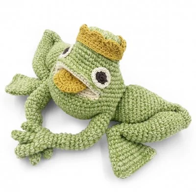 Boite à Musique Richard le Roi Grenouille 100% coton bio signée MyuM, vue de dessus Boite à Musique Richard le Roi Grenouille 100% coton bio signée MyuM, vue de dessus