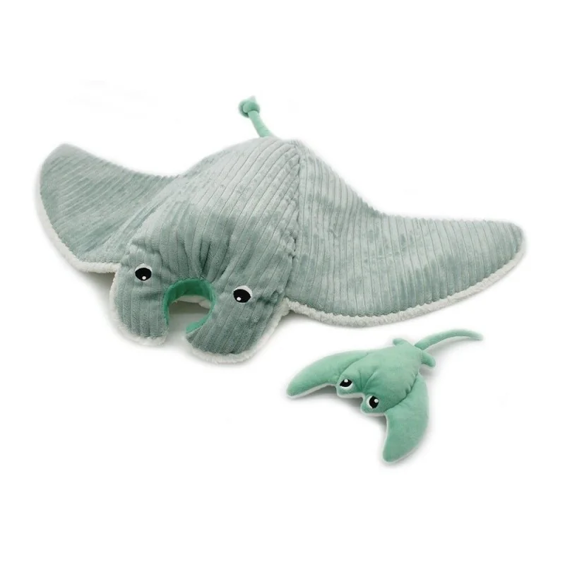 Peluche Mantalou la raie manta maman et son bébé menthe de la collection Ptipotos signée Les Deglingos Peluche Mantalou la raie manta maman et son bébé menthe de la collection Ptipotos signée Les Deglingos