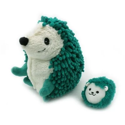 Peluche Piktou le hérisson maman et son bébé vert de la collection Ptipotos de la marque Les Deglingos, vue de dessus Peluche Piktou le hérisson maman et son bébé vert de la collection Ptipotos de la marque Les Deglingos, vue de dessus