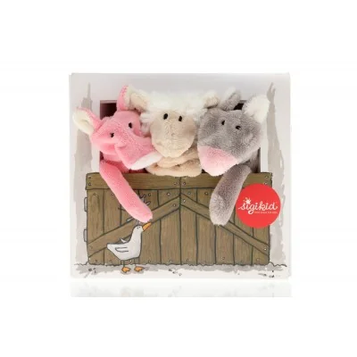 Set de marionnettes à doigts Les amis de la ferme signé Sikigid avec sa jolie boîte