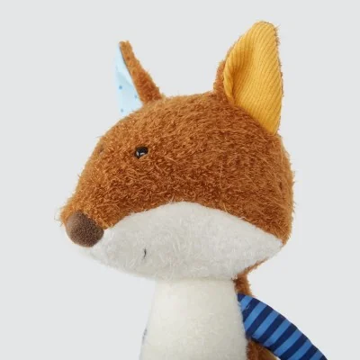 Peluche renard Patchwork Sweety signée Sigikid, gros plan sur la tête