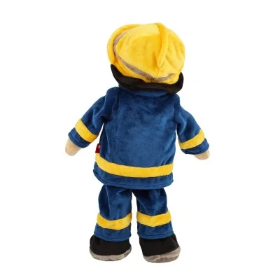 Poupée d'apprentissage pompier signée Sigikid, vue de dos Poupée d'apprentissage pompier signée Sigikid, vue de dos