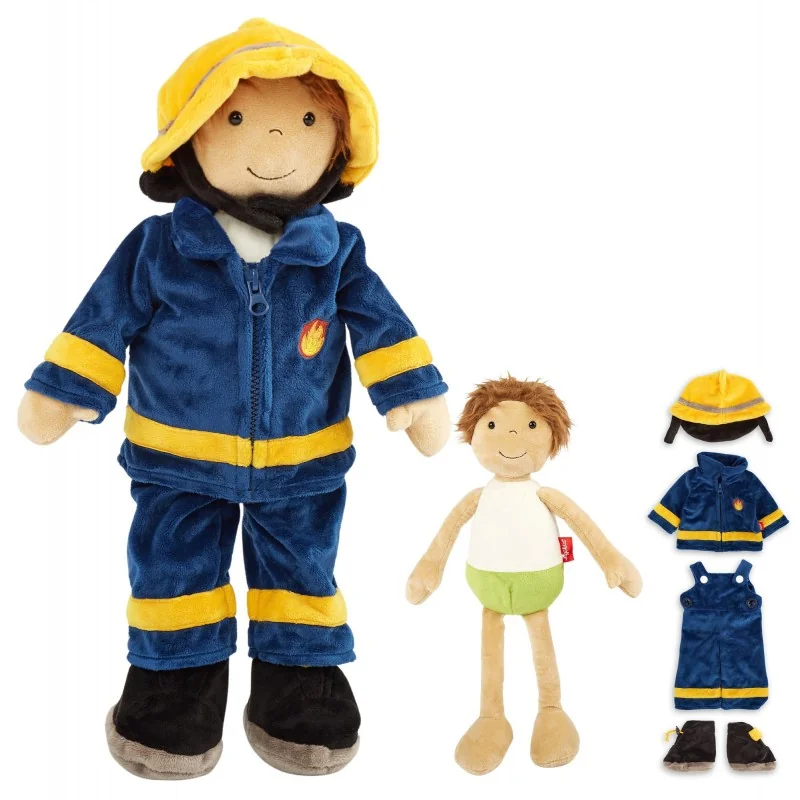 Poupée d'apprentissage pompier signée Sigikid avec ses vêtements Poupée d'apprentissage pompier signée Sigikid avec ses vêtements